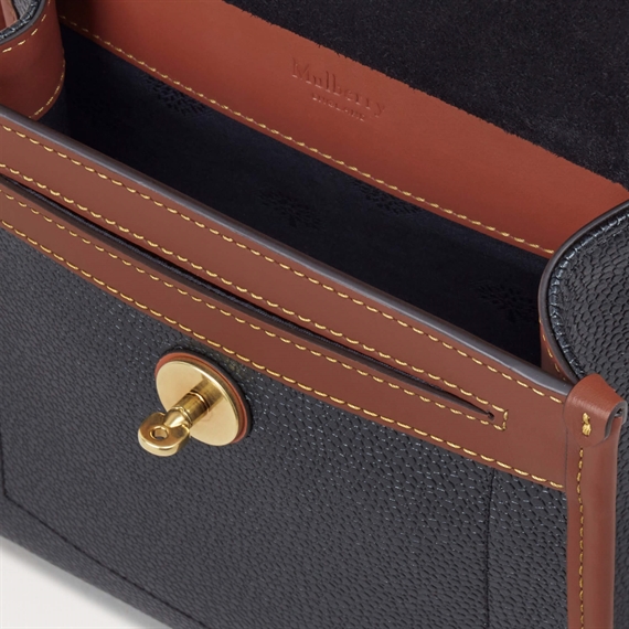 Mulberry Small Antony Black & Cognac Eco Scotchgrain